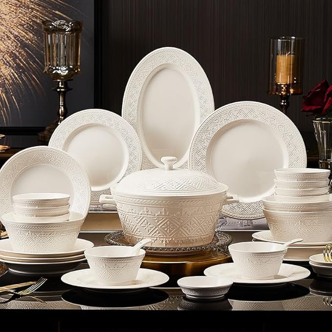 76Pcs Dinnerware Sets Chinese Style Ceramic Bowls Plates Luxury Hotel Quality Tableware Set for Home Restaurant Dinnerware Sets