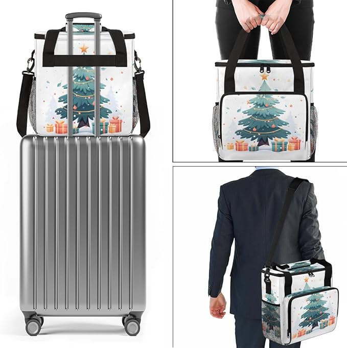 Christmas Gift Coffee Maker Carrying Bag Christmas Tree Travel Storage Bag Compatible with K-Mini or K-Mini Plus Single Serve Coffee Brewer Carrying Case with Multiple Pockets &amp Shoulder Strap