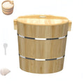 Wooden Rice Barrel Rice Steaming Barrel Rice Mixing Barrel Wooden Storage Barrel Rice Cooking Barrel with Lid for Home Restaurant(30 * 30 * 23cm)