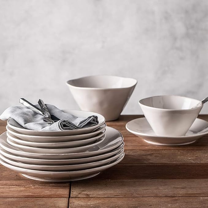 Ceramics Dinner Sets Bowl/Dish/Spoon|24 Pieces Dinnerware Nordic Style White Porcelain Combination Set - Family Party Kitchen Restaurant