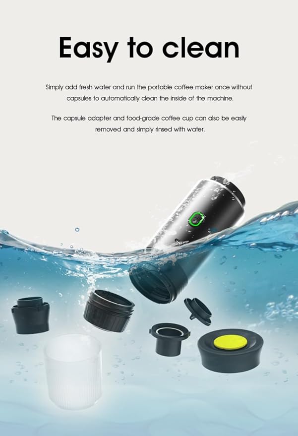 Wireless Portable Electric Coffee Maker with USB-C Self-Heating Rechargeable Espresso Coffee Machine for Travel Camping RVHomeOffice (black)