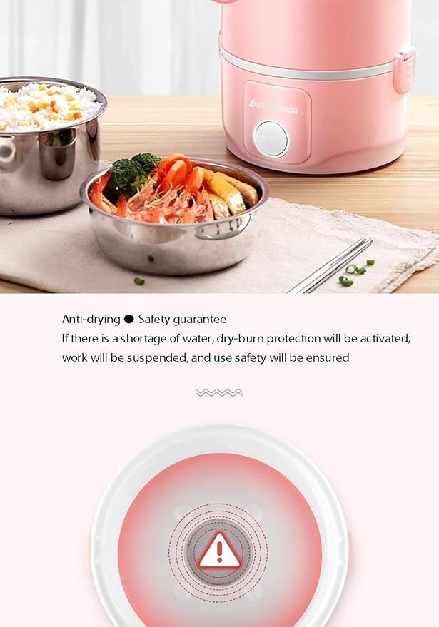 Feiyx Electric Lunch Box2L Electric Cooking Lunch Box With Vacuum Preservation FunctionWith 304 Stainless Steel Tableware Food Steamer for Office and Home Kitchen Cooking rice hot rice artifact pot