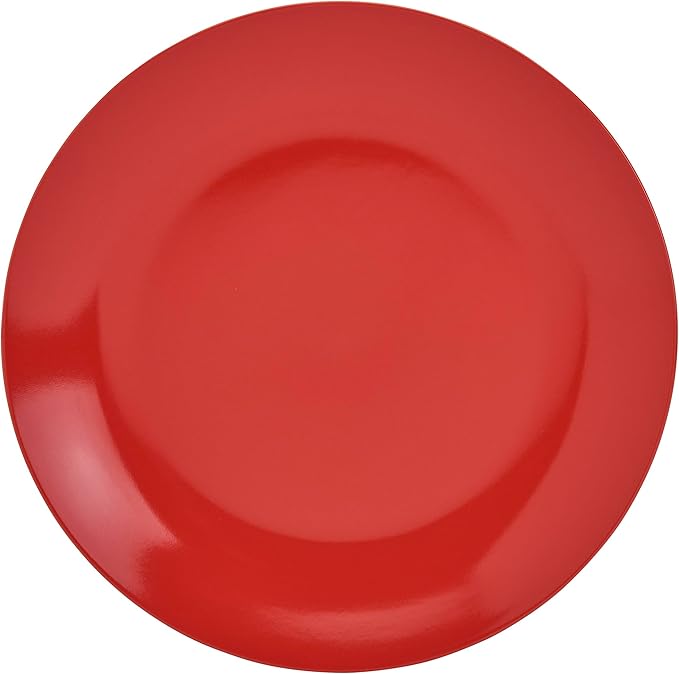 Tabletops Gallery 12-Piece Camila Patterned Ceramic Dinnerware Set of Kitchen Dishes Dinner Plates Cereal Bowls Service for 4 Red