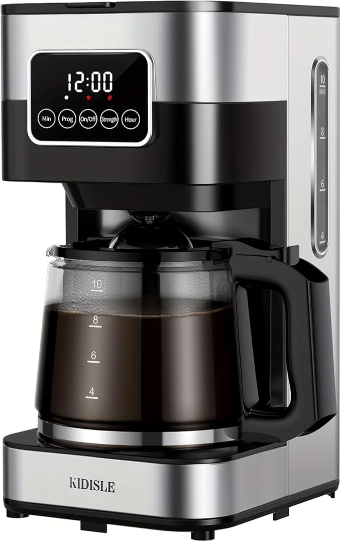 10-Cup Programmable Drip Coffee Maker with Touch-Screen Pause &amp Serve Stainless Steel Black. (1)