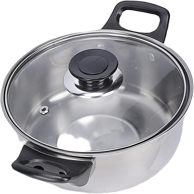 Diydeg Cookware Set Versatile Kitchen Pot Set with Frying Pan Tea Kettle Glass Lids and Anti Slip Handle 103oz Stainless Steel Cookware Set for Cooking Frying Boiling Stewing
