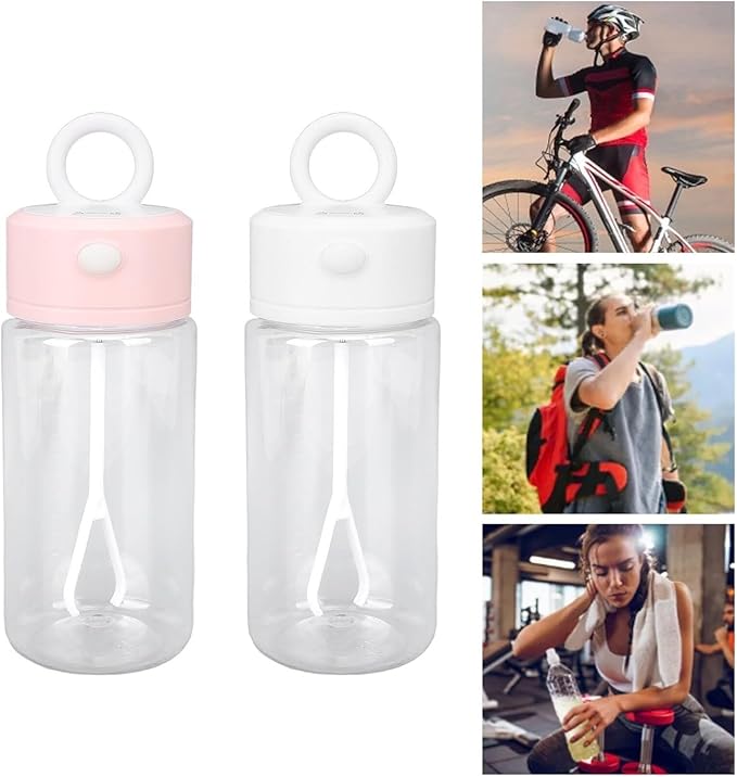 Electric Shaker Bottle 300ml Auto Mixing Cup with Built-in Stirrer Portable Battery-Operated Drink Mixer for Protein &amp Smoothies (White)(White)