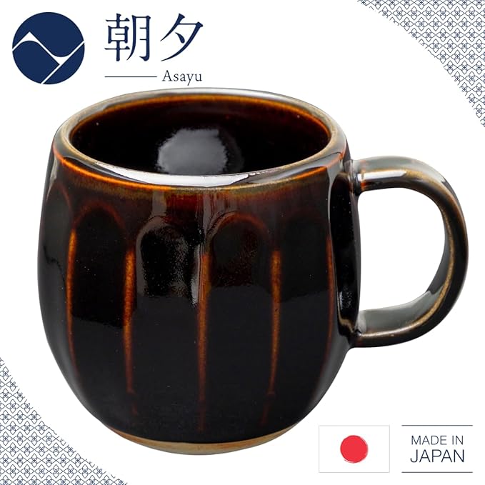 Asayu Japan Ceramic Coffee Pour Over Maker Set in Chocolate Brown Slow Brewing Paper Filter Holder and Dripper with 3 Holes for Coffee and Tea (Accessory Ceramic Mug)