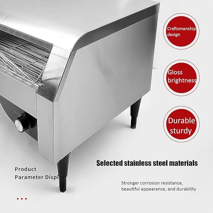 Commercial Conveyor Toaster Oven – High-Efficiency Drawer Toaster (150/300/450 PCS/H) with Dual Heating Tubes Stainless Steel Design for Toasting Bread Bagels and Breakfast Foods(450)