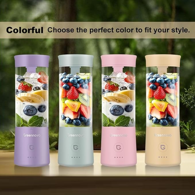 Portable Blender 500ml Personal with 6 Sharp Blades Rechargeable 5000mAh 18000-22000rpm Power for Shakes &amp Smoothies BPA Free for Kitchen Office Gym Hiking (cyan)