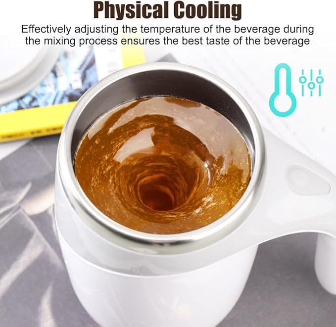 Coffee Blender Cup 380ml Stirring Travel Cup USB Automatic Stirring Coffee Mug with Stirring Physical Cooling for Coffee Milk Hot Chocolate