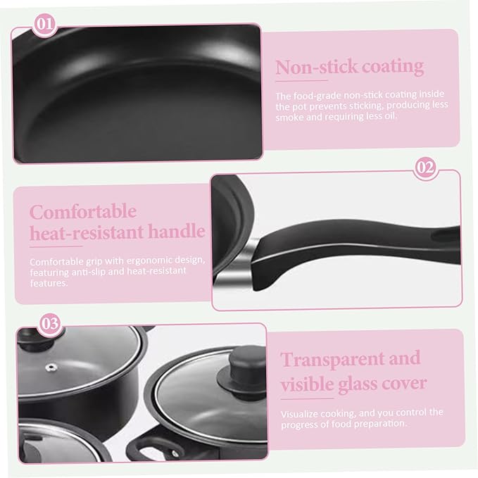 Cast Iron Pots and Pans Set 13Pcs Non Stick Cute Cookware Set Includes Lids Induction Cookware with Comfort Handle PFOA Free