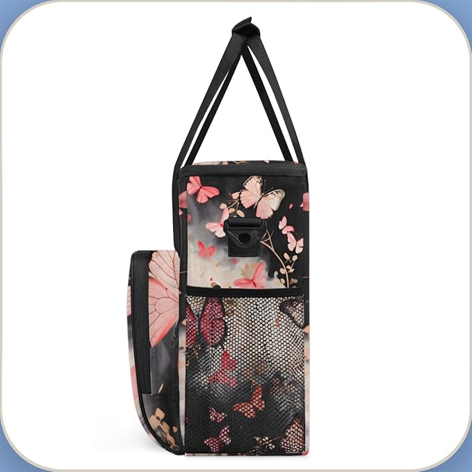 Abstract Butterfly Coffee Maker Carrying Bag Portable Travel Storage Tote Bag Compatible with K-Mini or K-Mini Plus Single Serve Coffee Brewer Carrying Case with Multiple Pockets &amp Shoulder Stra