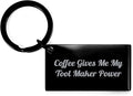 Tool Maker Keychain: Coffee Gives Me My Tool Maker Power Black Stainless Steel Christmas Unique Gift for Tool Maker Friends and Family