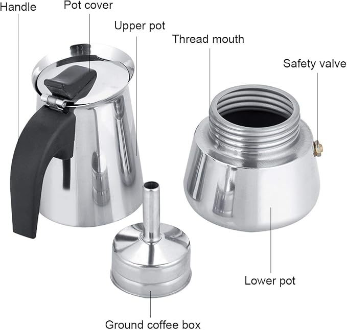Stainless Steel Coffee Maker Moka Pot Espresso Coffee Maker Stovetop Coffee Maker Portable Electric Heating Espresso Coffee Maker for Home Office Use
