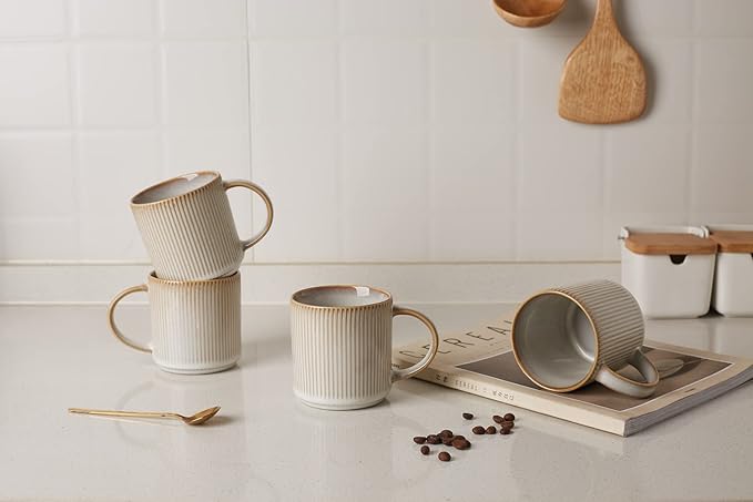 Famiware Dinnerware Sets with Mugs Plates and Bowls Dish Set of 4 (16 Pieces) - Dishwasher &amp Microwave Safe Chip Resistant Reactive Glaze