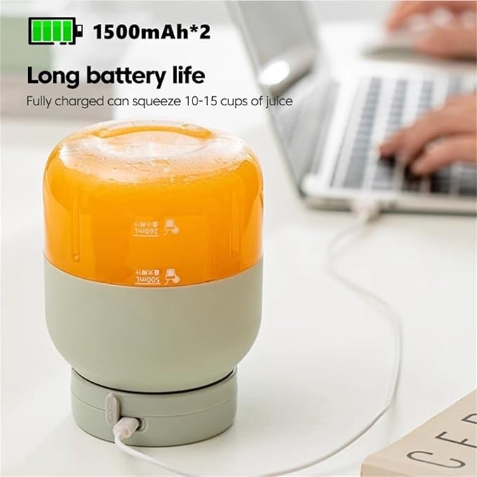 Blender Cup Juicer Cup for home Electric Juicer Mini Portable Blender Portable Automatic Sport Juicey Cups Dual-Use Water Bottle with Straw for Outdoor Sports with Strap (1PC White)