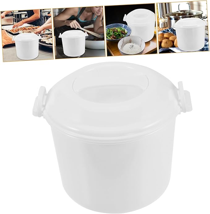 Microwave Rice Cooker with Lid and Steaming Tray Reusable Practical Rice Cooker for Home Office Dormitory Multipurpose Food Steamer Dishwasher Safe Efficient Meal Preparation