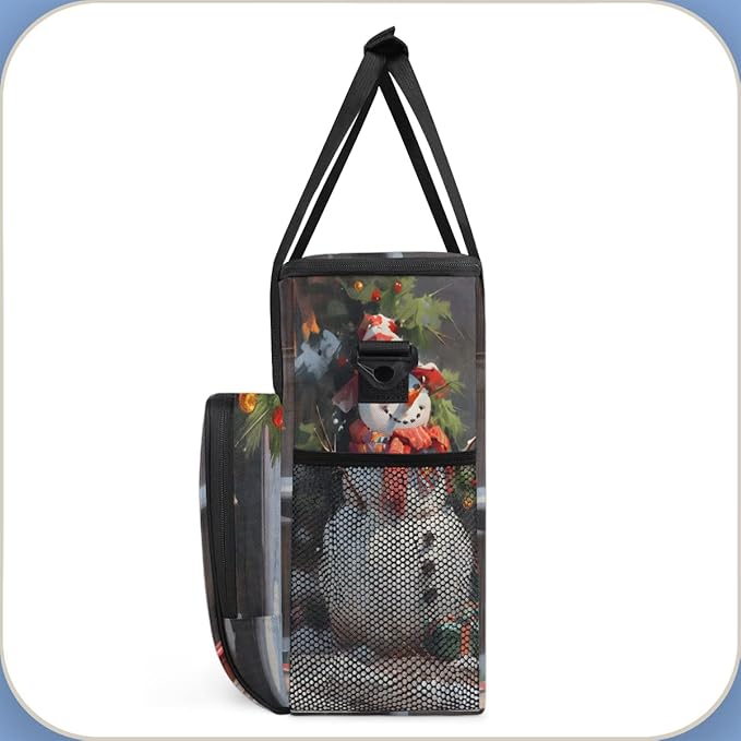 Xmas Snowman Coffee Maker Carrying Bag Glowing Snowman Travel Storage Bag Compatible with K-Mini or K-Mini Plus Single Serve Coffee Brewer Carrying Case with Multiple Pockets &amp Shoulder Strap