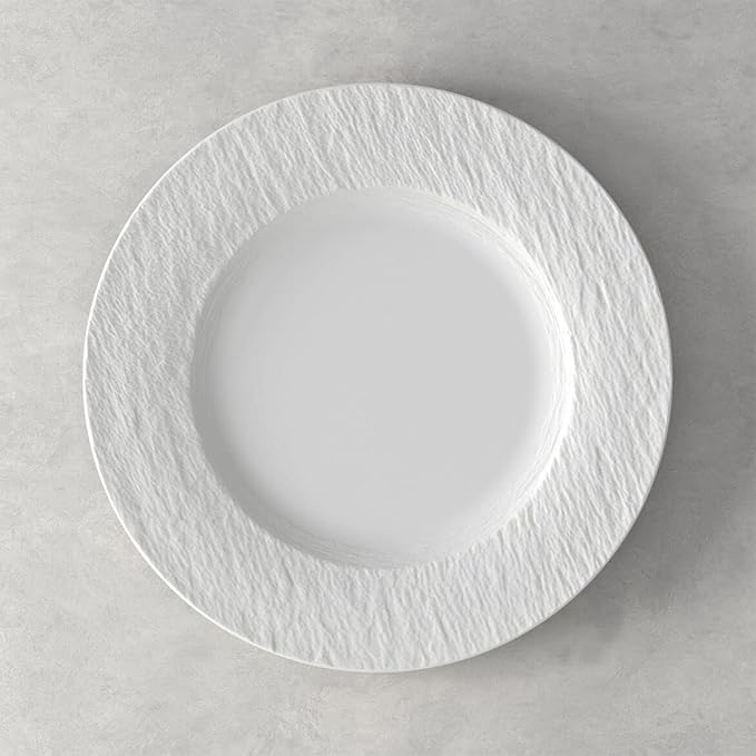 Villeroy &amp Boch Manufacture Rock Blanc 4-Piece Place Setting Plates &amp Bowls Premium Porcelain Made in Germany Matte White