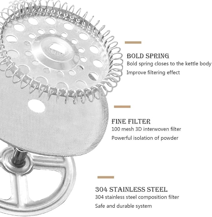 French Press Coffee Maker Double Walled Stainless Steel French Press/Tea Maker with Extra Filter Screens Dishwasher Safe