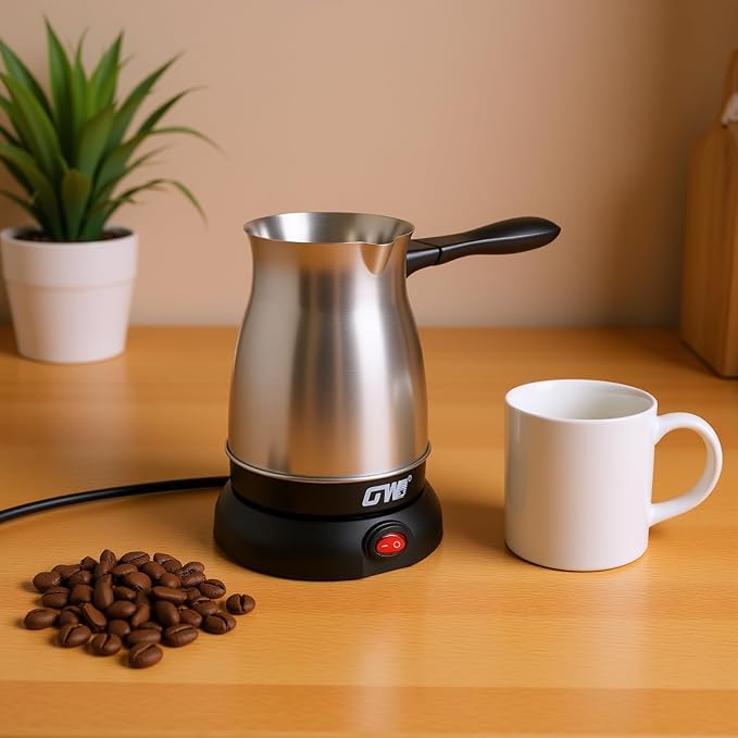Ymiko Electric Turkish Coffee Pot Stainless Steel Manual Brewing Coffee Maker with Adjustable Steeping Time and Temperature for Home Travel Office