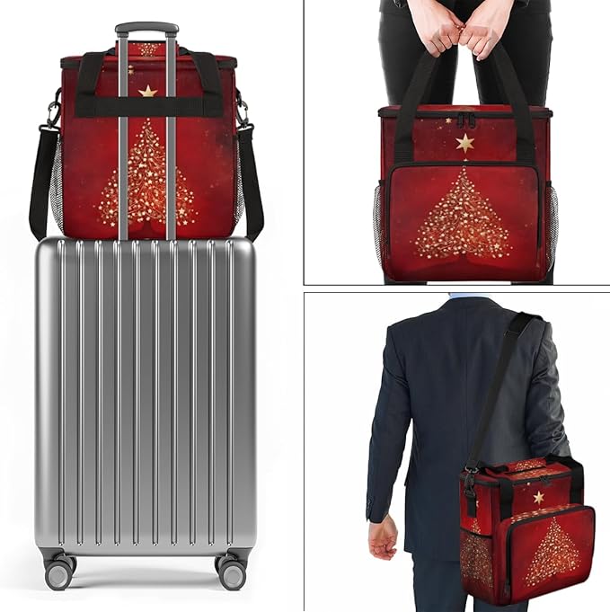Christmas Tree Coffee Maker Carrying Bag Bright Tree Travel Storage Bag Compatible with K-Mini or K-Mini Plus Single Serve Coffee Brewer Carrying Case with Multiple Pockets &amp Shoulder Strap