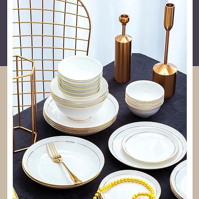 Dinnerware Sets Dish Set 36Pcs Ceramic Dinnerware Set Bone China Tableware Dishes Plates Ceramic Combination Dinner Service Set Porcelaine Service for 6