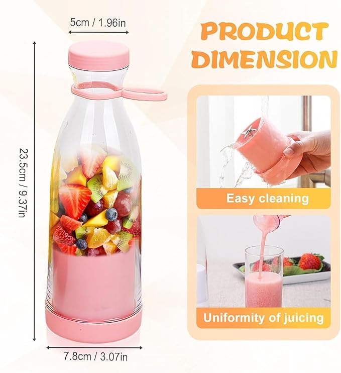 Portable Blender Easy to Use &amp Self Clean 2-in-1 Blenders and Bottle with Self-Cleaning Powerful Power to Crush Ice for Making Fruit Juice (Beige)