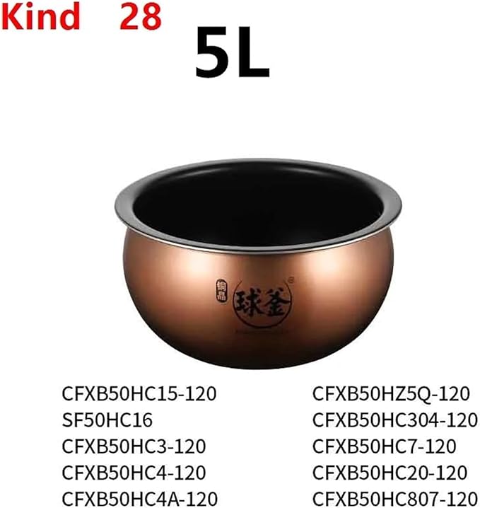 Electric Rice Cooker Inner Pot Compatible for SUPOR Electric Pressure Cooker Inner Pot 2.5L/3L/4L/5L/6L Non Stick Pot Inner Pot (Multiple Kind 28 (Spherical Inner Pot 5L))