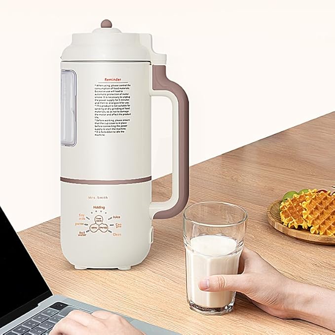 Mrs.Smith Electric Oat Milk Maker White Automatic Plant Based Milk Machine Countertop Blender with Display Window