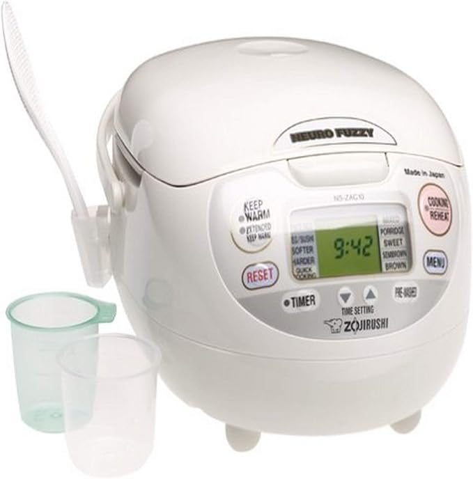 Zojirushi Micom Water Boiler &amp Warmer 135 oz. / 4.0 Liters Silver and Zojirushi NS-ZCC10 Neuro Fuzzy Rice Cooker 5.5-Cup uncooked rice / 1L White