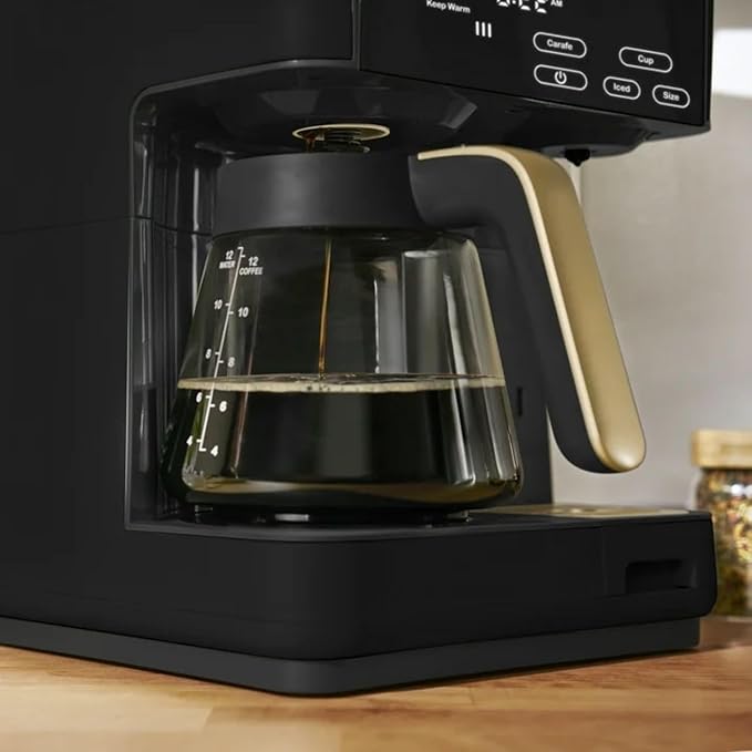 Multi-Brew Coffee Maker 12-Cup Carafe + Single-Serve Pods or Grounds Over Ice Touch Display by Drew Barrymoree. (Black Sesame)