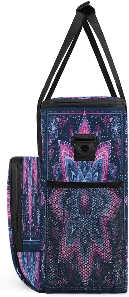 Bohemian Mandala 9 Coffee Maker Carring Bag Travel Carrying Storage Tote Bag Compatible with Keurig K-Mini or K-Mini Plus Portable Single Serve Coffee Brewer Case with Pockets for K-cup Pods