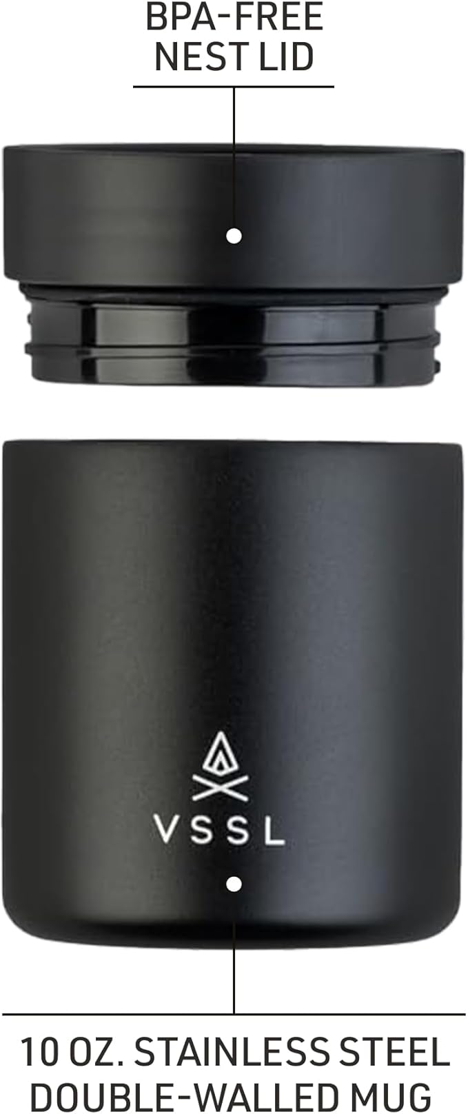 VSSL Nest 10 oz Mug Stainless Steel Double Walled Vacuum Sealed &amp Integrates with VSSL Nest Products