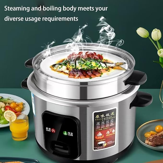 The rice cooker adopts a stainless steel inner pot and steamer and is a multifunctional steaming and stewing machine. It is an essential small appliance for dormitory/office/home kitchens (3L)