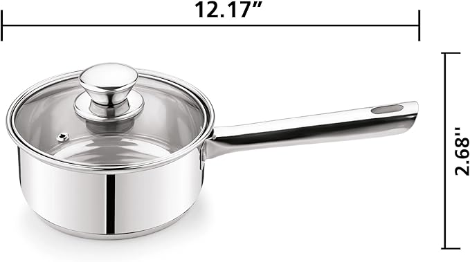 10-Piece Stainless Steel Cookware Set Induction Compatible Tri-Ply Base with Glass Lids &amp Utensils Dishwasher Safe