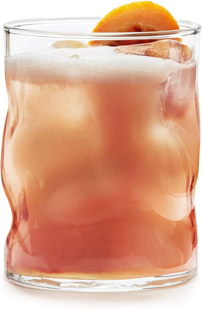 Libbey Lava Rocks Glasses Set Free Form Glassware Drinking Glasses Set of 8 Tactile All-Purpose Dishwasher Safe Glasses for Cocktail Parties