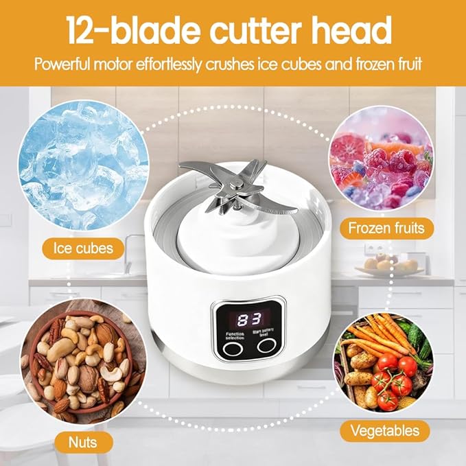 Portable Blender USB Rechargeable Mini Personal Blender with 12 Sharp Blades Ice Crushing &amp Smoothie Maker for Travel Gym Office Outgoing