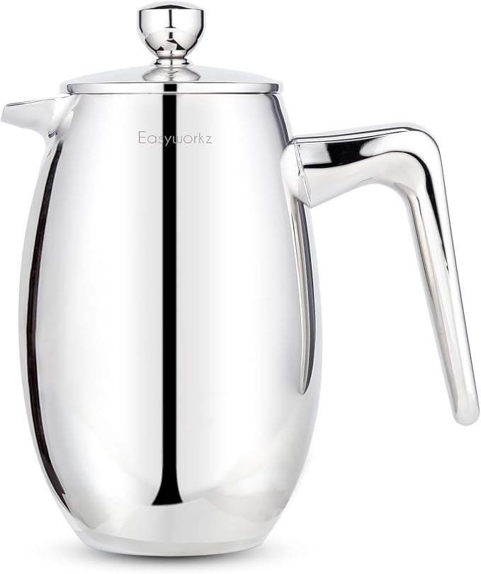 Easyworkz Nando French Press 12 oz Double Wall Insulated Thermal Coffee Maker304 Stainless Steel Cafetiere
