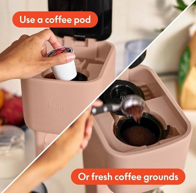 Single Serve Coffee Maker Blush Pink One-Touch Operation Compact Modern Design Travel Mug Compatible Cord Management