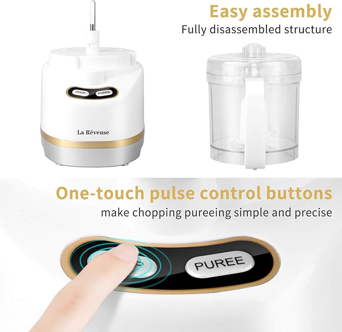 La Reveuse 300W Personal Size Blender (Purple) + La Reveuse 2-Cup Mini Food Chopper (White)