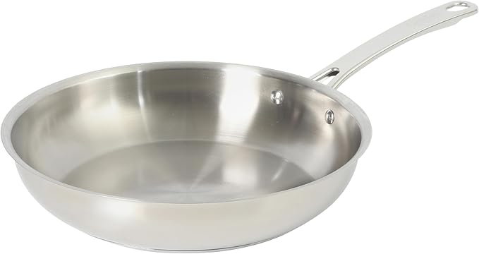 Sur La Table Kitchen Essentials Chef's Deck 11-Inch Large Stainless Steel Frying Pan – Induction Ready Skillet with Tri-Ply Base Polished Finish &amp Hollow Stay-Cool Handle