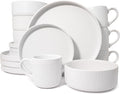 16 Piece Dinnerware Set Key West - Plates Bowls and Mugs Set for 4 - Chip and Scratch Resistant Microwave and Dishwasher Safe Tableware 16 Pieces Ribbed Dishes