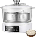 3L Low Sugar Rice Cooker Automatic Lifting Sugar Removal Rice Cooker Transparent Glass Pot 4 Gear Firepower (White)