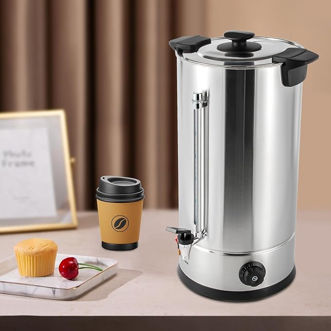 Coffee Maker Premium Commercial Coffee Machine Large Stainless Steel Catering Hot Water Boiler Tea Urn For Cafes Buffets Offices Hotels Kindergartens Outdoor Tea Houses Camping (25L)