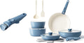 Redchef 17pcs Ceramic Pots and Pans Set Non Stick Nonstick Kitchen Cookware Set with Detachable Handle Non Toxic PFAS PFOA &amp PTFE Free RV Ceramic Cookware Set for Camping Dishwasher/Oven Saf