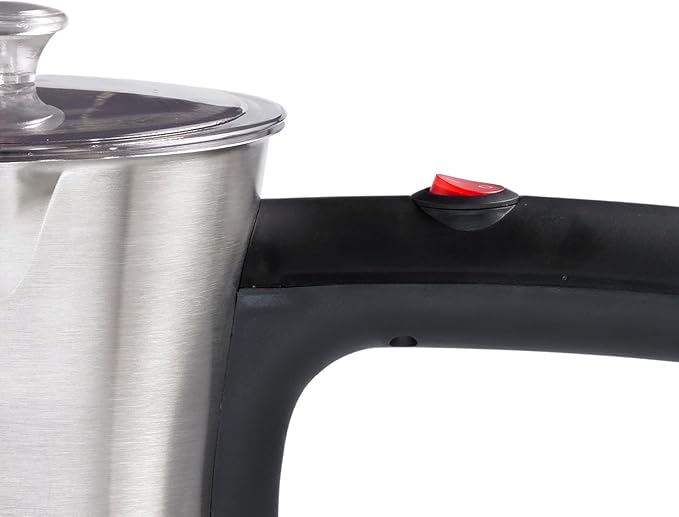 Electric Turkish Coffee Maker with 800W Heating Element – 4 Cup Stainless Steel Pot with Swivel Base One-Hand Operation &amp Boil Dry Protection