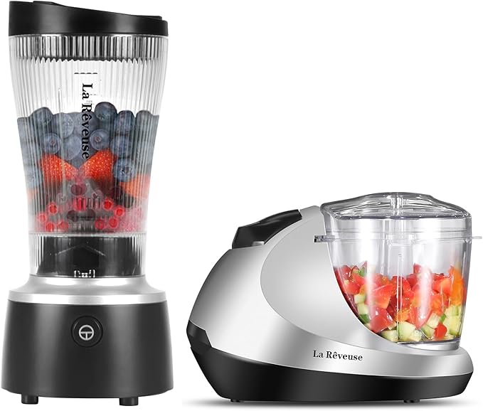 La Reveuse 250 Watts Personal Size Blender + La Reveuse 1.3-Cup Electric Mini Food Chopper