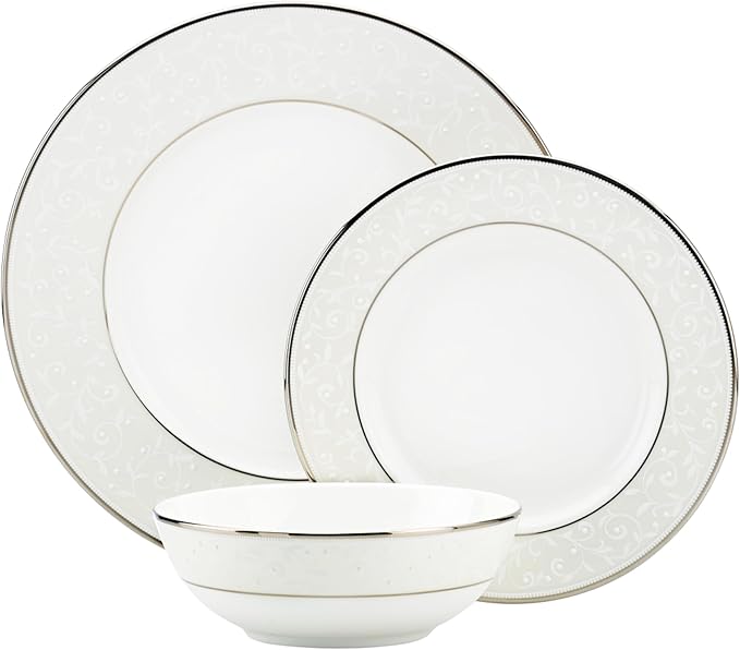 Lenox 3-Piece Place Setting Opal InnocenceWhite/Silver
