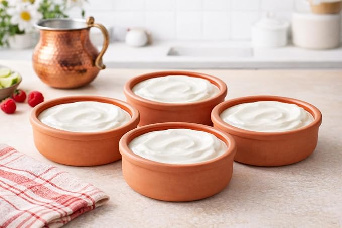 Mexican Clay Cookware Set of 4 (5.5 inch) – Terracotta Cazuelas Cocina Mexicana Spanish Earthenware Pots for Baking Yogurt Kheer Meat Vegetables Turkish &amp Mediterranean Cuisine